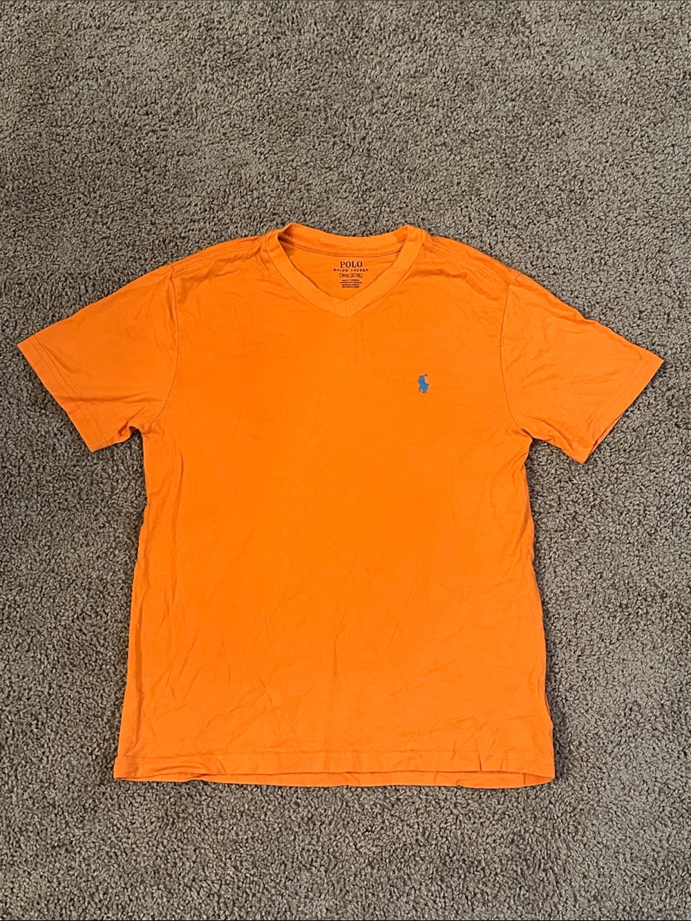 Polo by Ralph Lauren Orange V-Neck Tee with Blue Pony